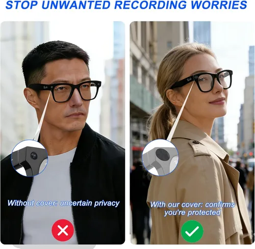 Vista 3 de Paquete de 6 fundas de privacidad con luz LED para lentes inteligentes Ray-Ban Meta Gen 2, cubierta giratoria de bloqueo de cámara compatible