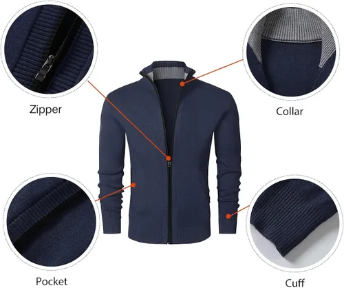 Vista 5 de JMIERR Cárdigan casual para hombre, suéter de manga larga, cuello con botones, abrigo de punto