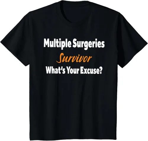 Vista 66 de Camiseta de regalo de cirugía múltiple para sobrevivientes de cirugía ¿Cuál es tu excusa?, Negro