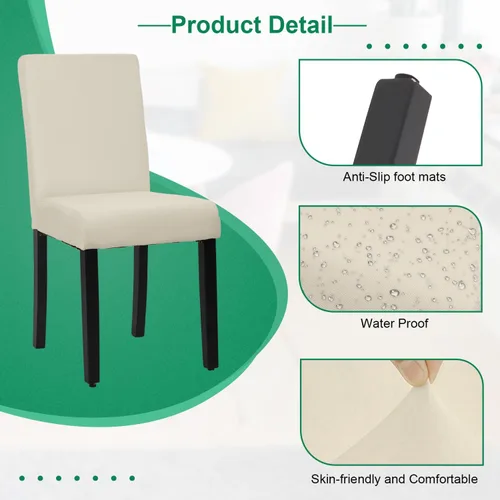 Vista 7 de PayLessHere Juego de 4 sillas de comedor de diseño elegante y moderno, tapizadas de tela, color beige
