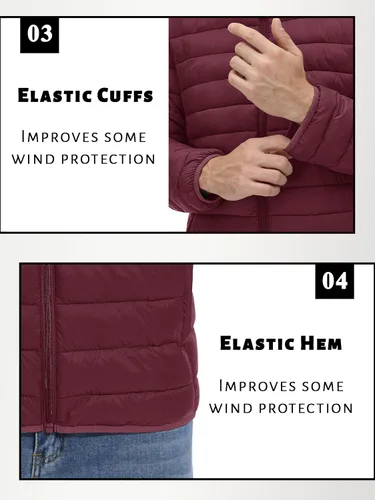 Vista 6 de TACVASEN Chaqueta acolchada con capucha para hombre, impermeable, impermeable, con aislamiento, ligera, cortavientos, acolchada