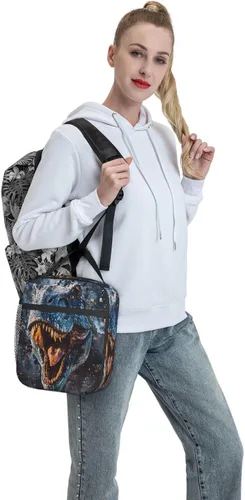 Vista 7 de Lonchera aislada para niños y niñas, lonchera de dinosaurio para el trabajo, picnic, escuela, viajes, senderismo, playa o pesca, bolsa de almuerzo