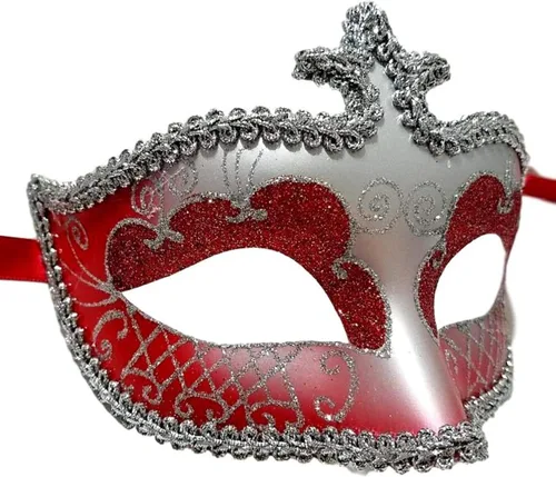 Vista 2 de Máscara de máscara veneciana de plata con purpurina para disfraz de Halloween