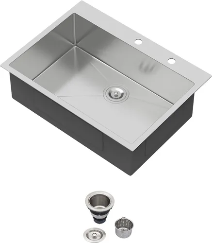 Vista 41 de Fregadero de cocina para exteriores 15 x 15 pulgadas, fregadero de bar de 15 x 15 pulgadas, fregaderos de cocina de acero inoxidable de calibre 16
