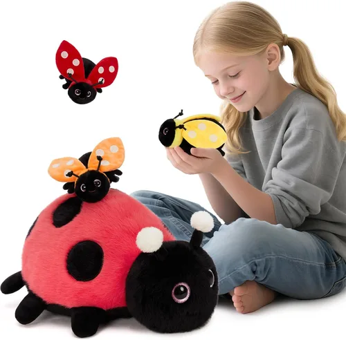 Vista 22 de MaoGoLan 4 animales de peluche de castor con tres bebés en el interior, regalo de felpa de castor gigante esponjoso de 17.7 pulgadas, divertidos