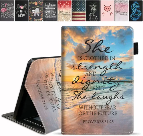 Vista 20 de Funda para tableta Amazon Fire HD 10/Fire HD 10 Plus (11ª generación, versión 2021), con cita inspiradora de «Be a Flamingo in a Flock», funda