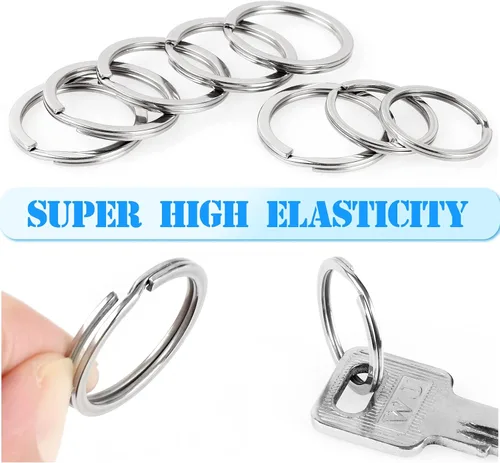 Vista 4 de 20 llaveros de acero inoxidable anillos redondos para llaveros planos llaveros para llaves de automóvil llaves del hogar etiquetas de perro 0984in