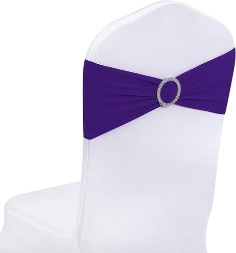Vista 24 de Peomeise - 25 bandas elásticas de elastano negro para sillas con hebilla deslizante, para decoración de bodas y fiestas
