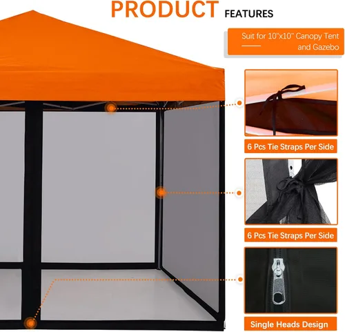Vista 4 de Mosquitera para exteriores, pantalla para tienda de campaña con cremallera para camping, patio, cenador y tienda de campaña de 10 x 10 pulgadas