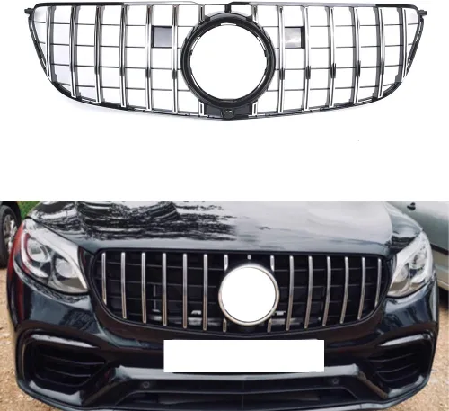 Vista 6 de GT R Parrilla Parachoques Parrilla Delantera Para Mercedes-Benz GLS-Class X166 GLS450 2016-2018 (negro)