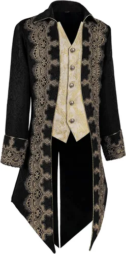 Vista 2 de Chaqueta medieval para hombre, bordado, vintage, gótico, steampunk, esmoquin