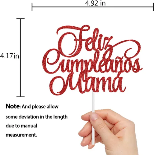 Vista 3 de Decoración para tartas con texto en inglés «Happy Birthday» en español «Mom Happy Birthday», «Best Mom Ever», «Happy Mom», «Happy Mom», «Happy Mom»