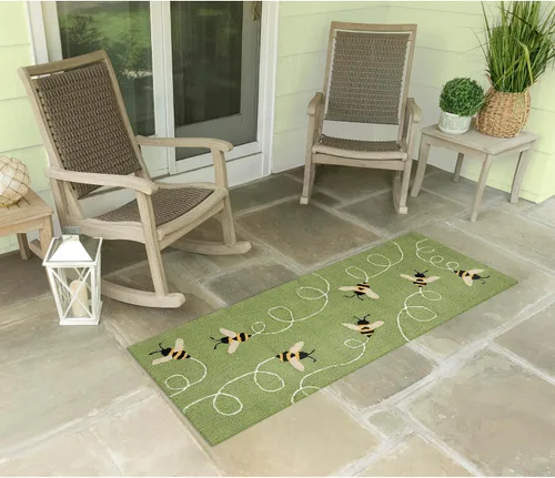 Vista 52 de Liora Manne Mum Aqua - Alfombra para interior/exterior, 3 pies, redonda