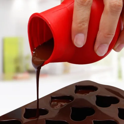Vista 6 de 6 piezas de olla de silicona para derretir chocolate, salsa de mantequilla, leche y microondas, herramienta de vertido para hornear