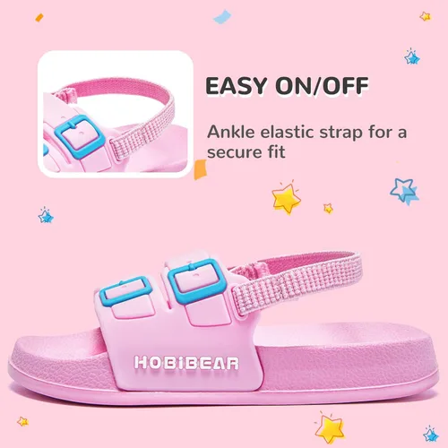 Vista 4 de HOBIBEAR Sandalias de exterior para niños y niñas, zapatos planos con punta cerrada, zapatos de agua para niños, zapatos de playa de verano
