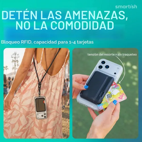 Vista 4 de Smartish Cartera MagSafe para iPhone - Tarjetero magnético desmontable, traje de noche negro, Bóveda lateral del ajetreo