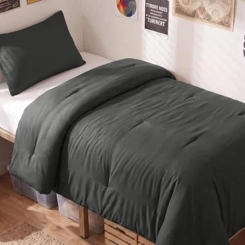 Vista 53 de CozyLux - Juego de edredón beige tamaño individual/individual XL, 2 piezas de juego de cama extra largo sólido transpirable acolchado, juego de cama