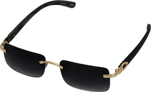 Vista 2 de Elite Slim Rimless Gafas de sol rectangulares de metal y madera estilo aviador
