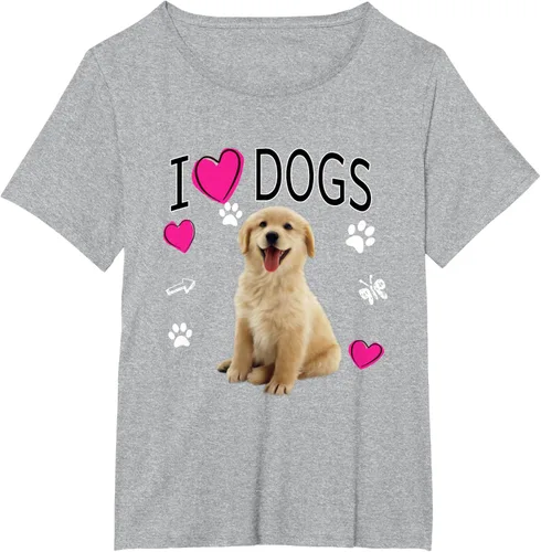 Vista 93 de Camiseta I Love Dogs - Camiseta Golden Labrador retriever, Azul Negro
