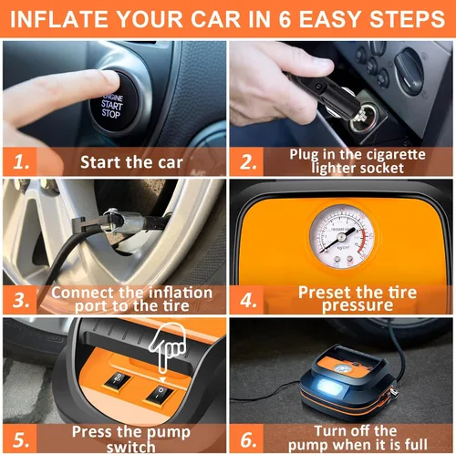 Vista 3 de Bolsa de Kit de Seguridad de Emergencia para Coche de 131 Piezas con Compresor de Aire, Cables de Puente, Medidor de Presión de Neumáticos, Kit