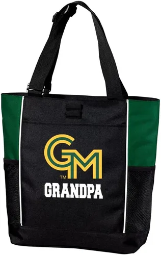 Vista 3 de Broad Bay Official George Mason University Zippered Tote Bag GMU Patriots Logo, 600D Polyester Canvas, Adjustable Web Handles, Front Pocket, Side