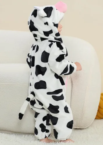 Vista 5 de Mameluco unisex de franela para bebé, disfraz de animal con capucha, traje de dibujos animados