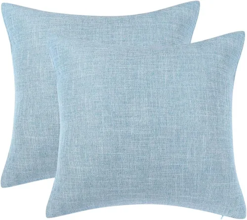 Vista 14 de uxcell Paquete de 2 fundas de almohada de lino, fundas de cojín de lino con forro de algodón en blanco, fundas de almohada cuadradas decorativas