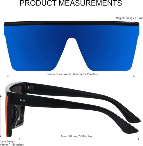 Vista 5 de LYZOIT Square Oversized Sunglasses for Women Men Big Flat Top Fashion Shield Large UV Protection Rimless Shades