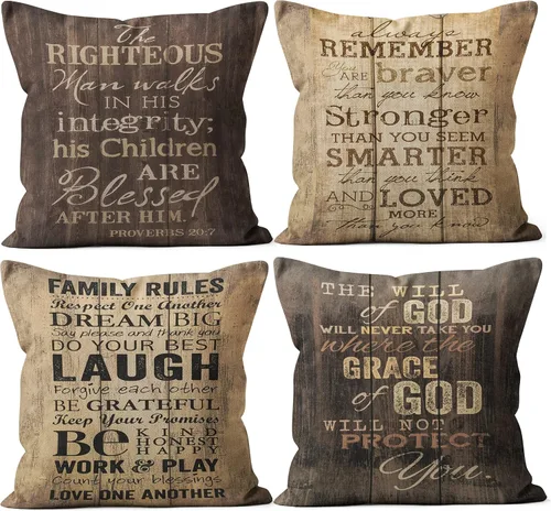 Vista 6 de Fundas de almohada Christian Decor – Regalos inspiradores para mujeres, almohadas inspiradoras de 18 x 18 pulgadas, regalos de oración de serenidad