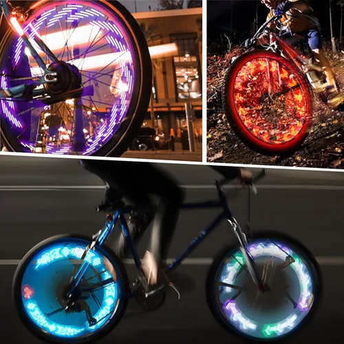 Vista 7 de Lámpara LED de radios, luz solar para neumáticos, sensor de movimiento con equipo de ciclismo impermeable, decoración de bicicleta para niños