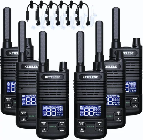 Vista 11 de KETELESE T1 FRS Walkie Talkie Set para adultos, radio bidireccional de largo alcance, con auricular de radio familiar Walkie-Talkie, NOAA, VOX