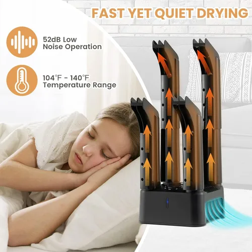 Vista 2 de COSTWAY Secador de botas, secador de botas y desodorante con temporizador de 180 minutos, estándar CETL, tubos desmontables, soplador de calor