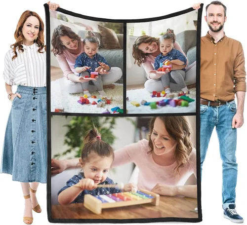 Vista 17 de Regalos para mujeres/hombres, manta personalizada de cumpleaños con imagen, mantas personalizadas con fotos, día de San Valentín, Navidad, regalos