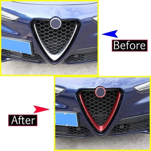 Vista 2 de Autobro Accesorios para Alfa Romeo Stelvio 2017 2018 2019 2020 (no aplicable para Giulia) ABS cromado parrilla delantera decoración marco
