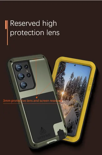 Vista 6 de LOVE MEI Funda de metal para Samsung Galaxy S23 Ultra, resistente al aire libre, de aluminio, resistente a prueba de golpes, protección contra Rojo