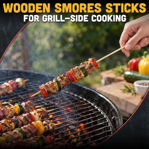 Vista 8 de 100 pinchos de madera de 12 pulgadas, palitos de bambú para aperitivos