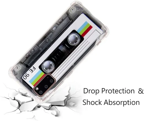 Vista 9 de FAteamll Funda para Galaxy S20 con esquinas reforzadas TPU suave parachoques retro cassette cinta caso compatible con Samsung Galaxy S20