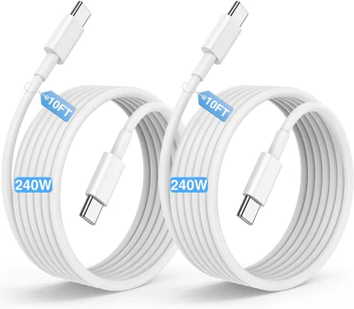 Vista 17 de Cable de carga rápida USB C a C de 10 pies, cable de carga largo tipo C a USB C para Apple iPhone 17 Pro Max/17 Air/16 Pro/15 Plus, MacBook Pro