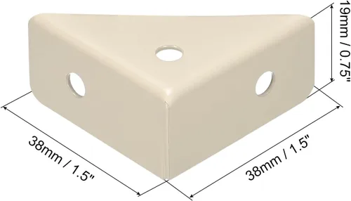 Vista 2 de uxcell 10 soportes de esquina angulares de 1.496 pulgadas x 1.496 pulgadas, soportes de acero laminado en frío con tornillos para borde de Beige