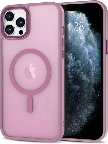 Vista 24 de Anuck - Funda magnética para iPhone 11 compatible con MagSafe, carcasa trasera mate translúcida dura, borde de TPU, delgada, resistente a impactos
