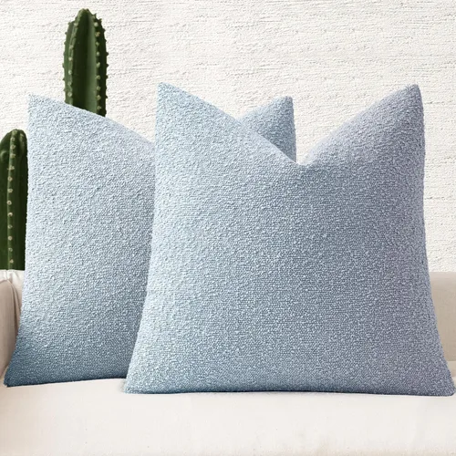 Vista 22 de MIULEE - Fundas de almohada decorativas para sofá lumbar de 16 x 16 pulgadas, color beige Set of 2 Textured Neutral Throw Pillow Covers, Accent