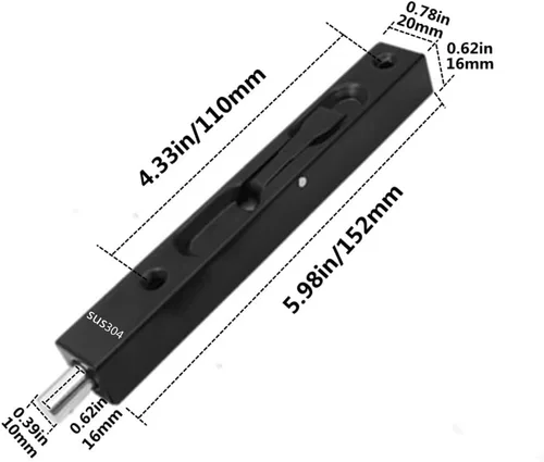 Vista 2 de szhdxsy - Pestillo oculto y perno de acero inoxidable 304 de 6 pulgadas (5.9 in) de seguridad para puerta, cerradura de perno deslizante de puerta