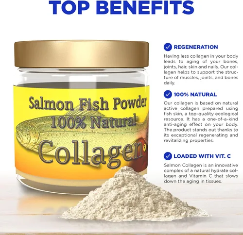 Vista 5 de Colágeno Marino SALCOLL COLLAGEN, colágeno de salmón para dolor en las articulaciones, artritis reumatoide, osteoporosis; ayuda a la regeneración