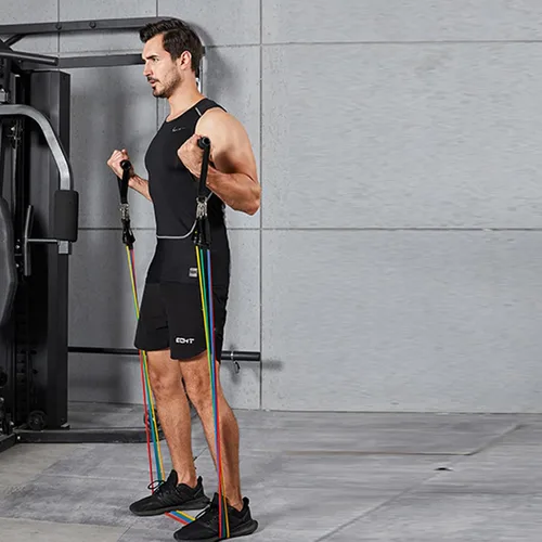 Vista 7 de Bandas de resistencia para entrenamiento con asas para hombres y mujeres, bandas de ejercicio para pesas de fitness, entrenamiento, hogar, oficina