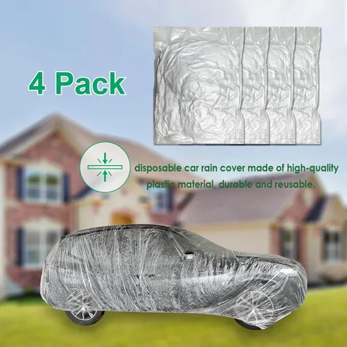Vista 6 de Paquete de 4 fundas universales desechables para automóvil, funda de plástico impermeable para automóvil, funda universal para vehículo con banda