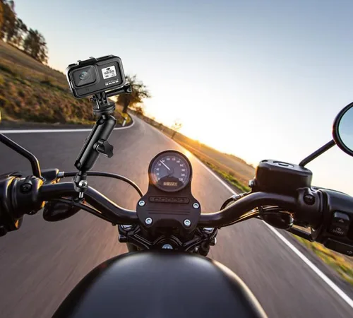 Vista 6 de Soporte de cámara de motocicleta de 360° para GoPro Bike Holder Soporte de montaje de manillar 1/4 Soporte de metal GoPro Hero10/9/8/7/6/5/4/3+