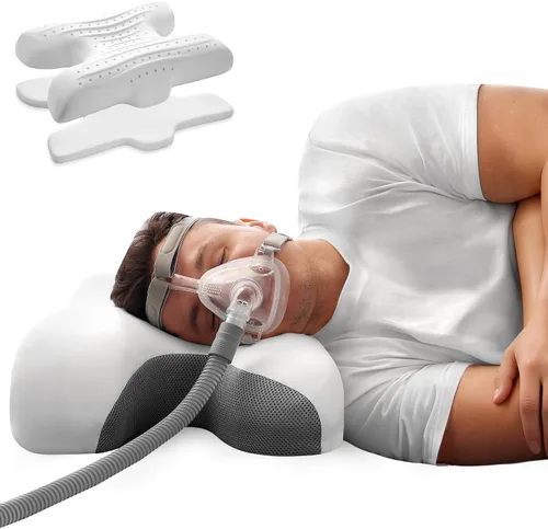Vista 13 de Almohada para la apnea del sueño para usuarios de Cpap, almohadas ergonómicas ajustables de espuma viscoelástica para dormir de lado y espalda