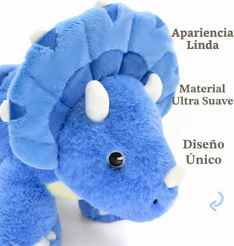 Vista 6 de IKASA Peluche de dinosaurio Triceratops grande de 18 pulgadas, juguete