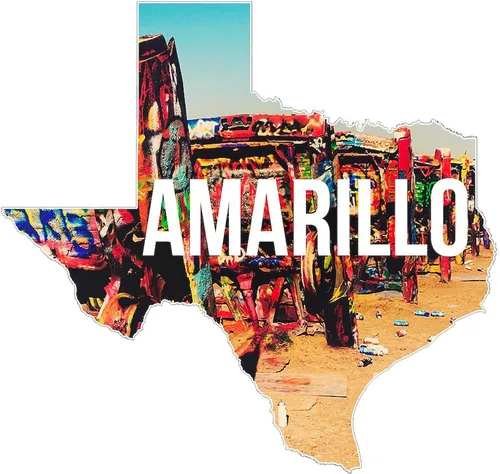 Vista 2 de CafePress Amarillo Cadillac Ranch - Adorno navideño redondo de 4 pulgadas de MDF