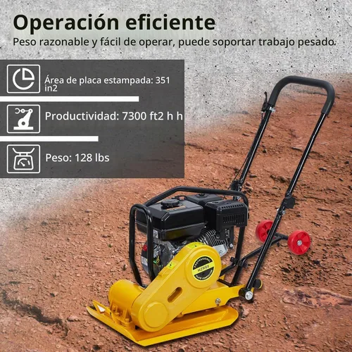 Vista 5 de GarveeHome 7HP Plataforma compactadora de pisón, motor de gas de 212 CC, manipulación vibratoria de compactación de 4200 libras, 22.1 x 15.9